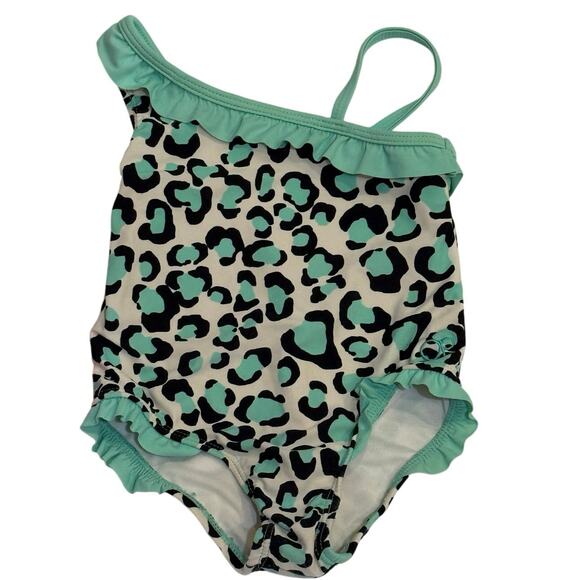 2T/24M Toddler Girls Swimsuit Bundle Flamingo Ruffle & Leopard Print One-Piece - Picture 3 of 7